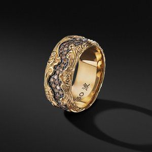 David Yurman Waves Band - 18K Yellow Gold w/Cognac Diamonds - Size 9.5
